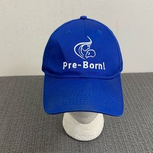 Pre-Born! Baseball Hat Womens Adjustable Blue White Strapback Cap Port Authority